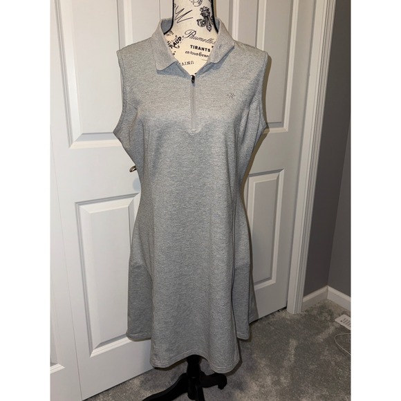 Mofiz Dresses & Skirts - MoFiz Women Heather Gray Sleeveless Polo Dress Quarter Zip Golf Tennis Size L